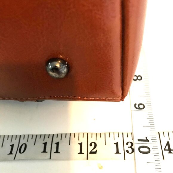 Brown Shoulder Handbag Faux Leather Tote Bag Zip Top - Picture 8 of 10